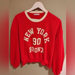 Zara Red New York Bronx Sweatshirt